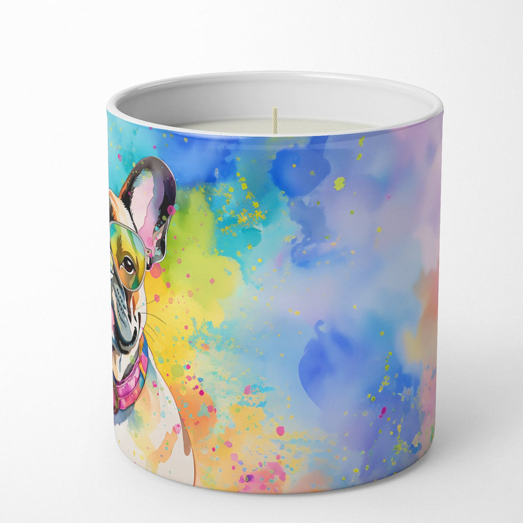 French Bulldog Hippie Dawg Decorative Soy Candle Nature Soy Wax Essential Oil Home Decor Ideal for Bedroom Kitchen Bath Office Gift, 10 oz