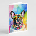 French Bulldog Hippie Dawg Greeting Cards Pack of 8 Blank Cards with Envelopes Whimsical A7 Size 5x7
