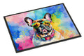 French Bulldog Hippie Dawg Doormat Indoor Outdoor 18H X 27W Front Door Mat Rugs for Entryway, Non Slip Washable
