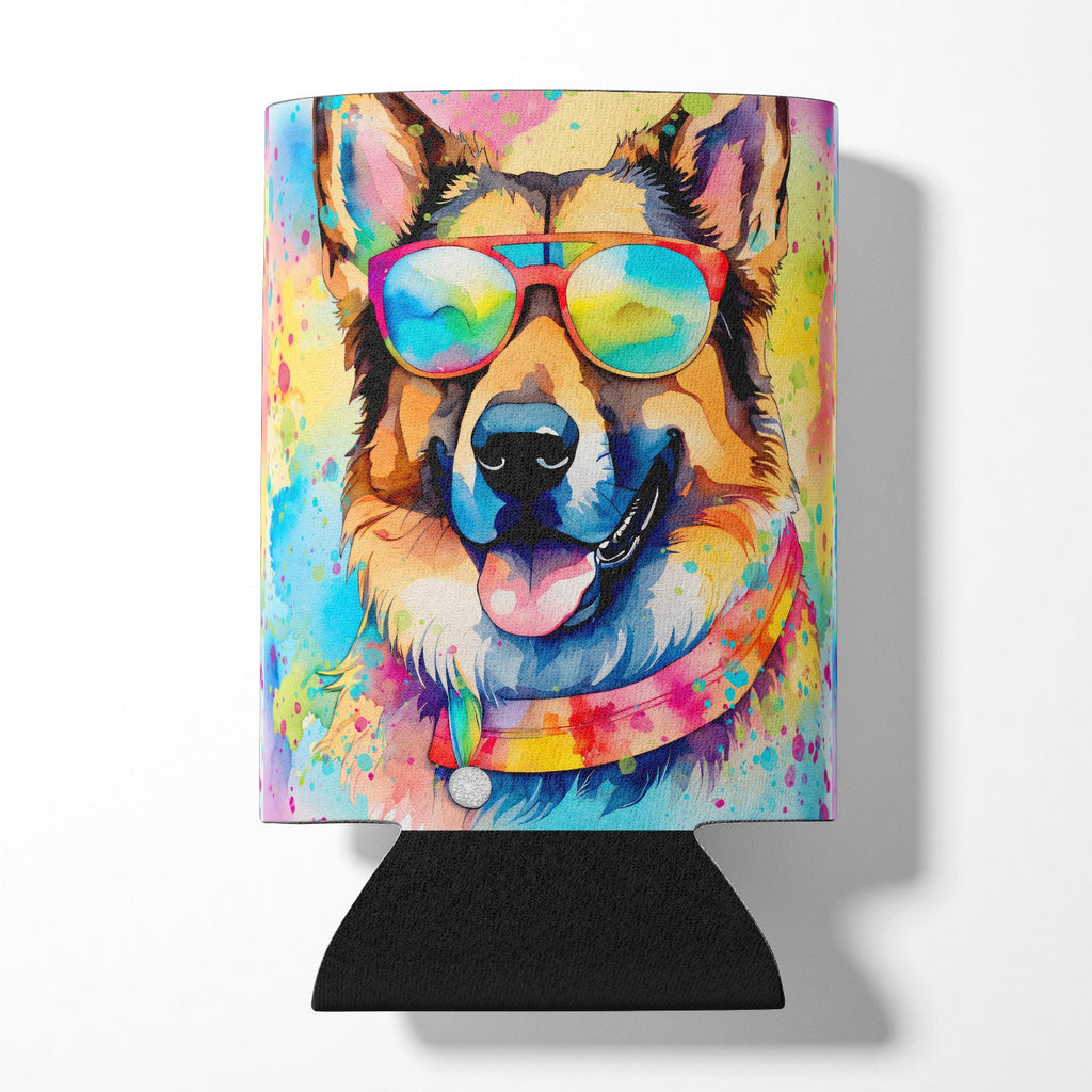 German Shepherd Hippie Dawg Can or Bottle Hugger Cooler Sleeve for Standard 12 oz Cans, Insulated Foam Beer & Soda Can Hugger Reusable