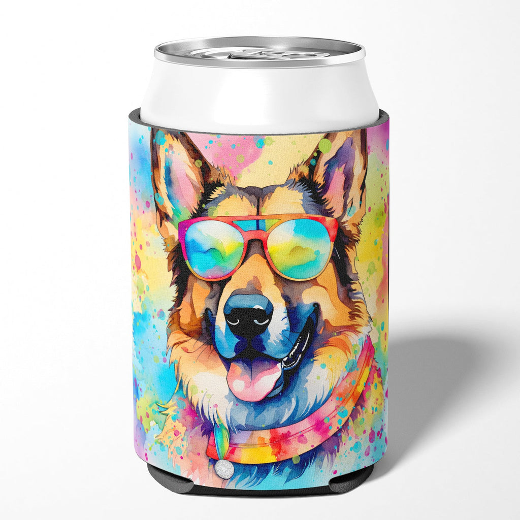 German Shepherd Hippie Dawg Can or Bottle Hugger Cooler Sleeve for Standard 12 oz Cans, Insulated Foam Beer & Soda Can Hugger Reusable