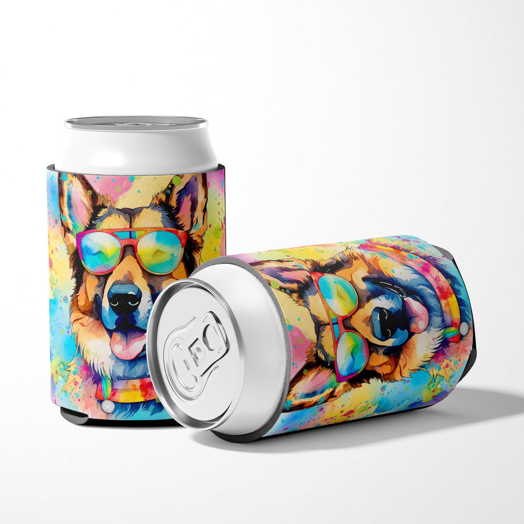 German Shepherd Hippie Dawg Can or Bottle Hugger Cooler Sleeve for Standard 12 oz Cans, Insulated Foam Beer & Soda Can Hugger Reusable