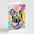 German Shepherd Hippie Dawg Greeting Cards Pack of 8 Blank Cards with Envelopes Whimsical A7 Size 5x7