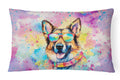 German Shepherd Hippie Dawg Decorative Throw Pillow 12x16 Indoor Outdoor Accent Cushion, Fabric Cover with Insert for Sofa, Bed, Porch & Living Room