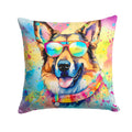 German Shepherd Hippie Dawg Decorative Throw Pillow 14x14 Indoor Outdoor Accent Cushion, Fabric Cover with Insert for Sofa, Bed, Porch & Living Room