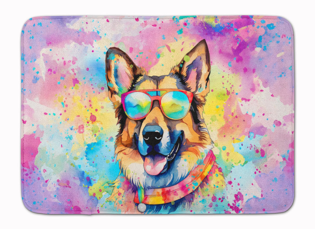 German Shepherd Hippie Dawg Memory Foam Kitchen Mat Machine Washable Anti-Fatigue Cushion Comfort Bath or Kitchen Rug