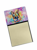 German Shepherd Hippie Dawg Watercolor Sticky Note Holder Refillable Dispenser Desk Accessory 3x3 Pad Gift