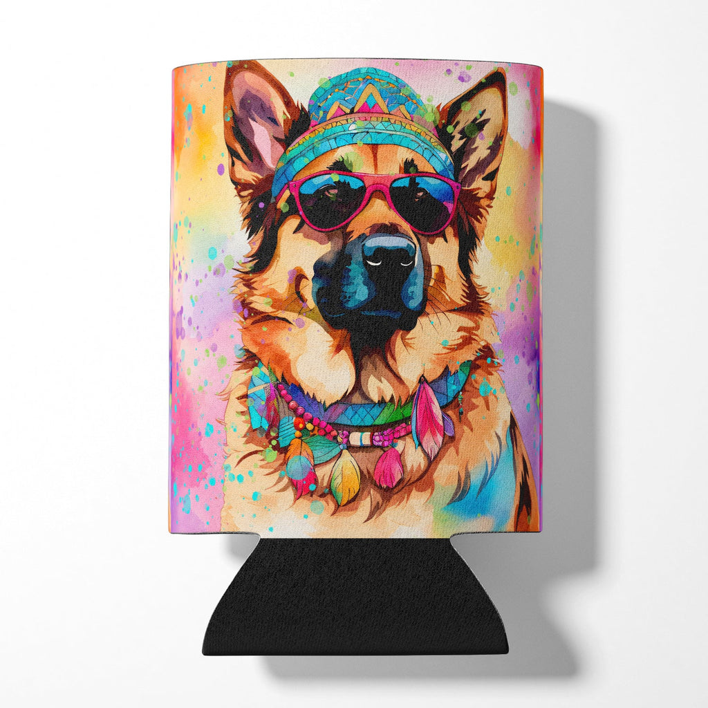 German Shepherd Hippie Dawg Can or Bottle Hugger Cooler Sleeve for Standard 12 oz Cans, Insulated Foam Beer & Soda Can Hugger Reusable