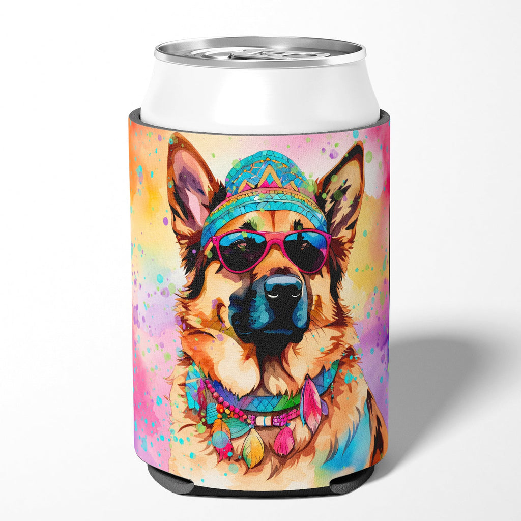 German Shepherd Hippie Dawg Can or Bottle Hugger Cooler Sleeve for Standard 12 oz Cans, Insulated Foam Beer & Soda Can Hugger Reusable