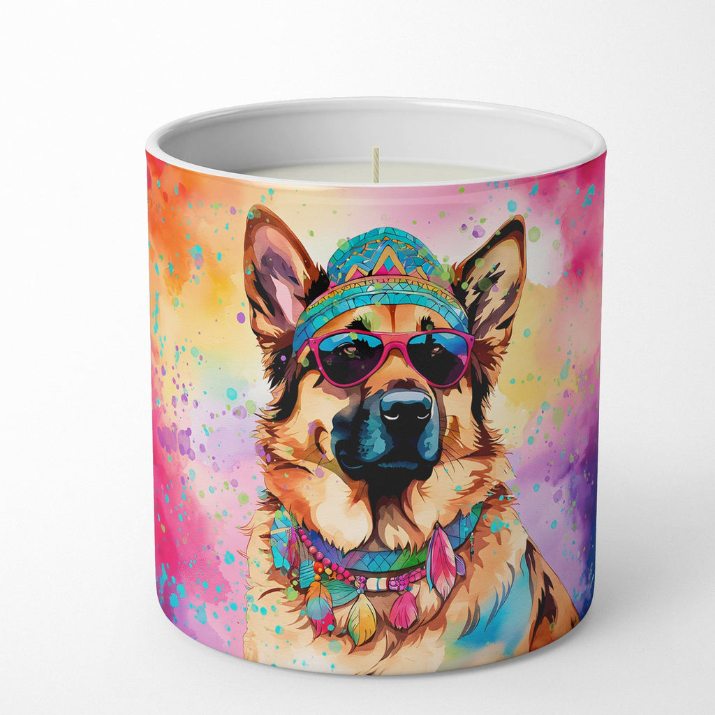 German Shepherd Hippie Dawg Decorative Soy Candle Nature Soy Wax Essential Oil Home Decor Ideal for Bedroom Kitchen Bath Office Gift, 10 oz