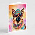 German Shepherd Hippie Dawg Greeting Cards Pack of 8 Blank Cards with Envelopes Whimsical A7 Size 5x7