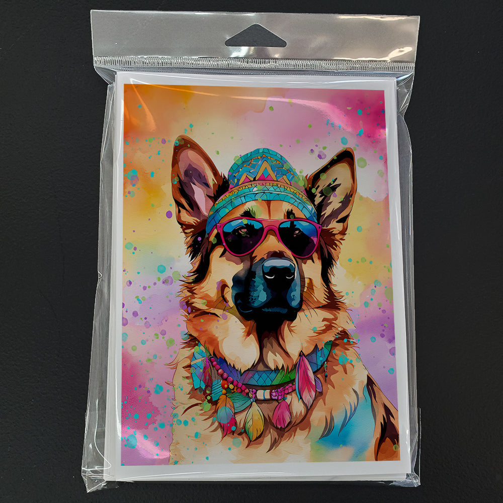 German Shepherd Hippie Dawg Greeting Cards Pack of 8 Blank Cards with Envelopes Whimsical A7 Size 5x7