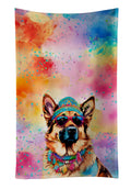 German Shepherd Hippie Dawg Kitchen Towel Velour Plush Front and Cotton Loop Back Machine Washable