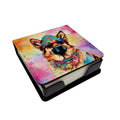 German Shepherd Hippie Dawg PU Leather Note Paper Holder with Artist-Designed Cover, Desk Accessory, Office Gift