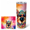 German Shepherd Hippie Dawg Stainless Steel Skinny Tumbler 20 oz Vacuum Double Walled Reusable Insulated Travel Cup