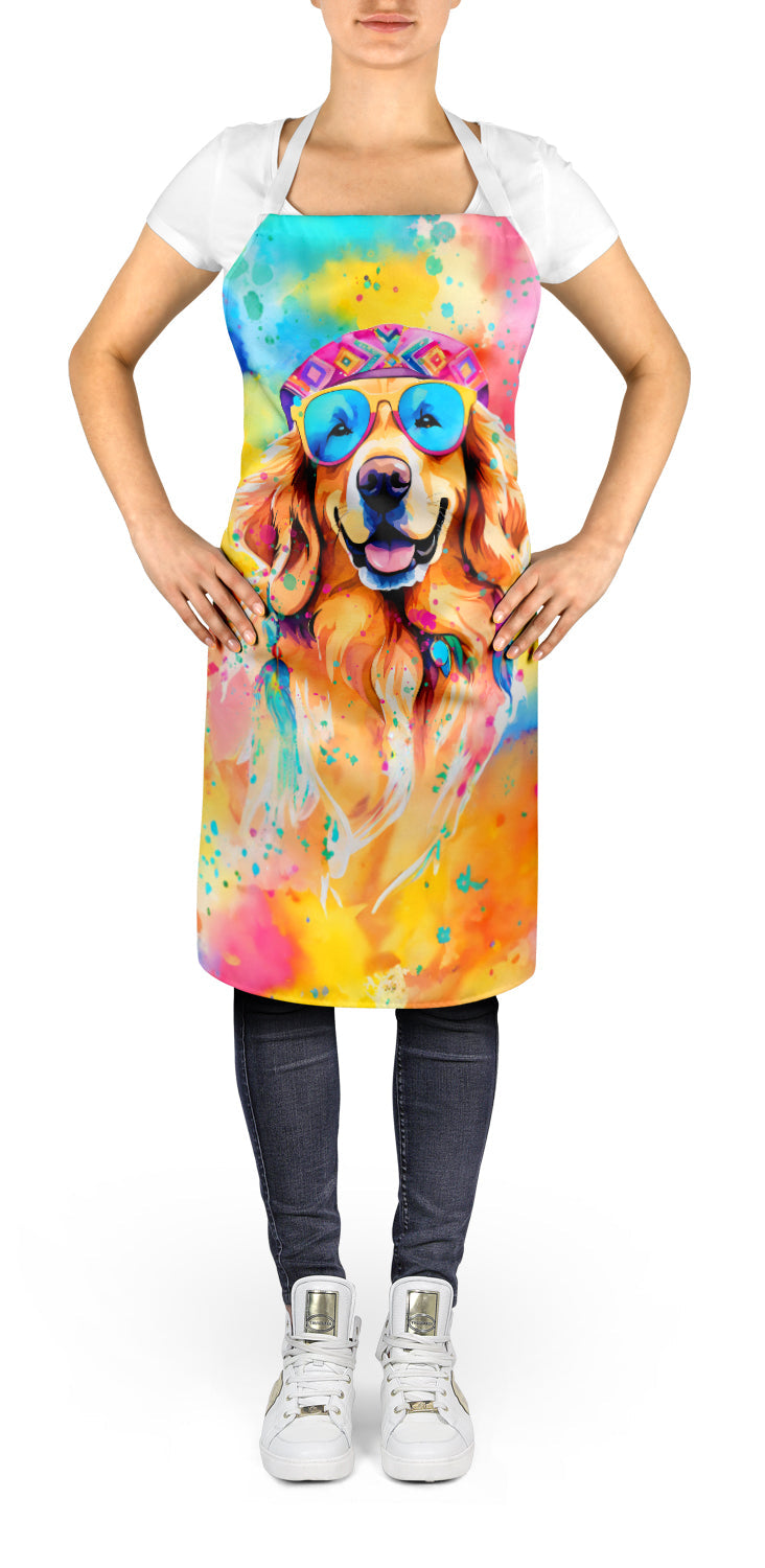 Golden Retriever Hippie Dawg Apron Cooking Kitchen Server Baking Crafts Gardening for Adult Women Men, Unisex, Large, Multicolor
