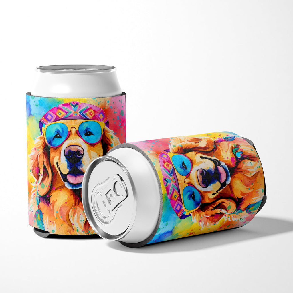 Golden Retriever Hippie Dawg Can or Bottle Hugger Cooler Sleeve for Standard 12 oz Cans, Insulated Foam Beer & Soda Can Hugger Reusable