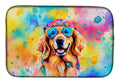 Golden Retriever Hippie Dawg Dish Drying Mat Absorbent Dish Drying Mat Pad for Kitchen Counter Dish Drainer Mat for Countertop, 14 x 21", Multicolor