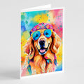 Golden Retriever Hippie Dawg Greeting Cards Pack of 8 Blank Cards with Envelopes Whimsical A7 Size 5x7