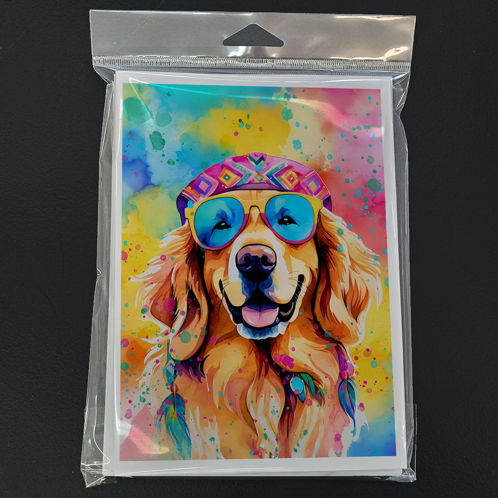 Golden Retriever Hippie Dawg Greeting Cards Pack of 8 Blank Cards with Envelopes Whimsical A7 Size 5x7