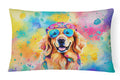 Golden Retriever Hippie Dawg Decorative Throw Pillow 12x16 Indoor Outdoor Accent Cushion, Fabric Cover with Insert for Sofa, Bed, Porch & Living Room