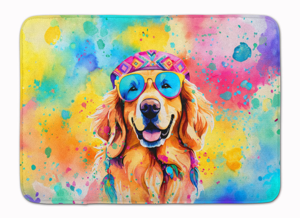 Golden Retriever Hippie Dawg Memory Foam Kitchen Mat Machine Washable Anti-Fatigue Cushion Comfort Bath or Kitchen Rug