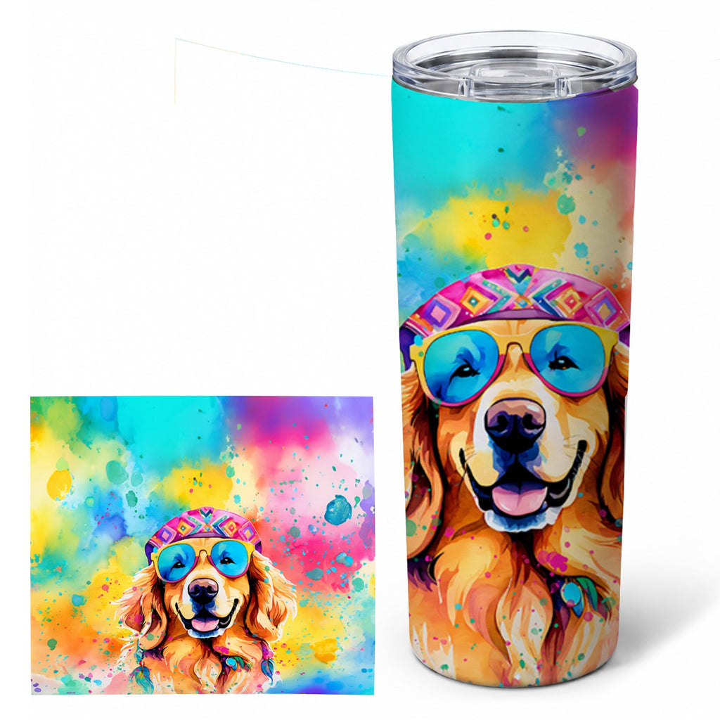 Golden Retriever Hippie Dawg Stainless Steel Skinny Tumbler 20 oz Vacuum Double Walled Reusable Insulated Travel Cup