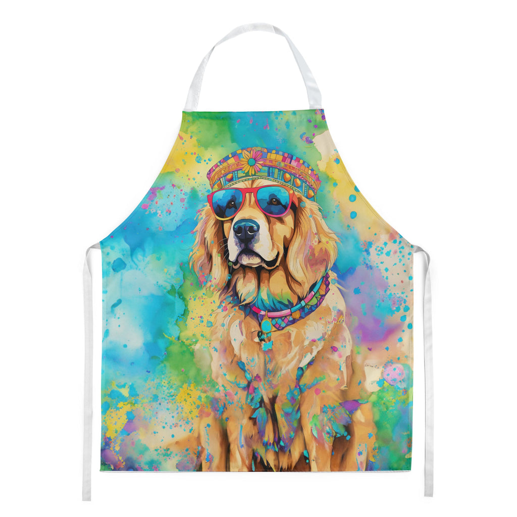 Golden Retriever Hippie Dawg Apron Cooking Kitchen Server Baking Crafts Gardening for Adult Women Men, Unisex, Large, Multicolor