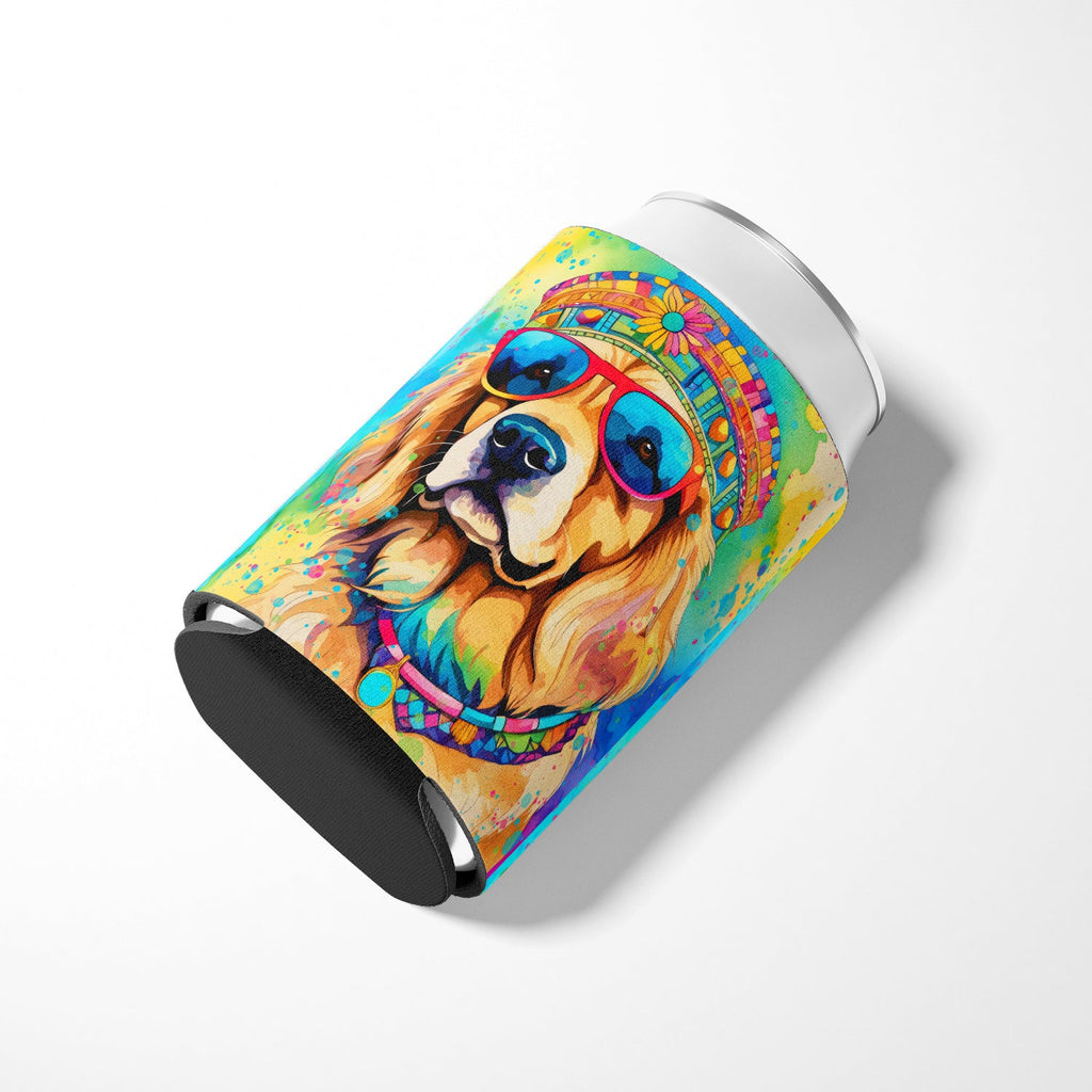 Golden Retriever Hippie Dawg Can or Bottle Hugger Cooler Sleeve for Standard 12 oz Cans, Insulated Foam Beer & Soda Can Hugger Reusable