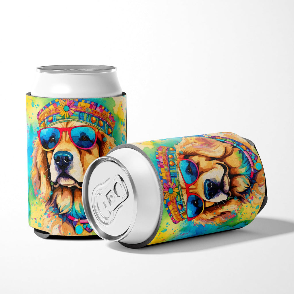 Golden Retriever Hippie Dawg Can or Bottle Hugger Cooler Sleeve for Standard 12 oz Cans, Insulated Foam Beer & Soda Can Hugger Reusable