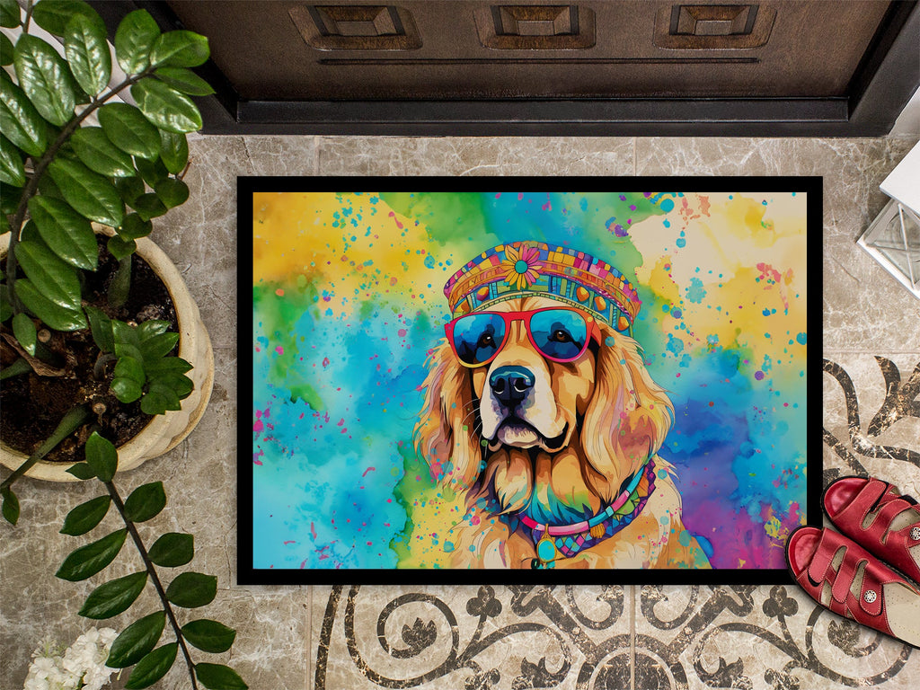 Golden Retriever Hippie Dawg Doormat Indoor Outdoor 18H X 27W Front Door Mat Rugs for Entryway, Non Slip Washable