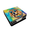 Golden Retriever Hippie Dawg PU Leather Note Paper Holder with Artist-Designed Cover, Desk Accessory, Office Gift