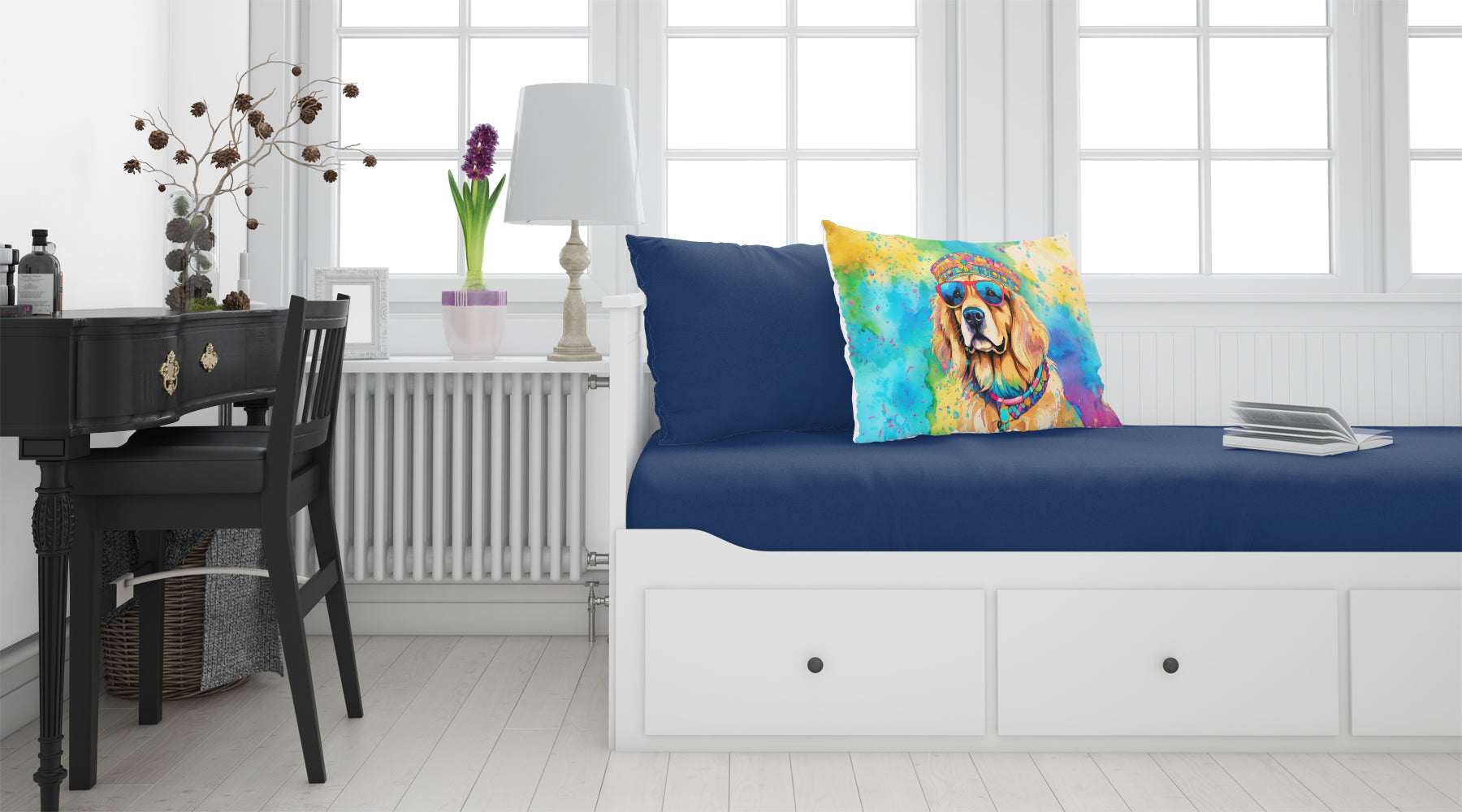 Golden Retriever Hippie Dawg Standard Pillowcase Lightweight Super Soft Easy Care Decorative Artwork Pillowcase, Standard