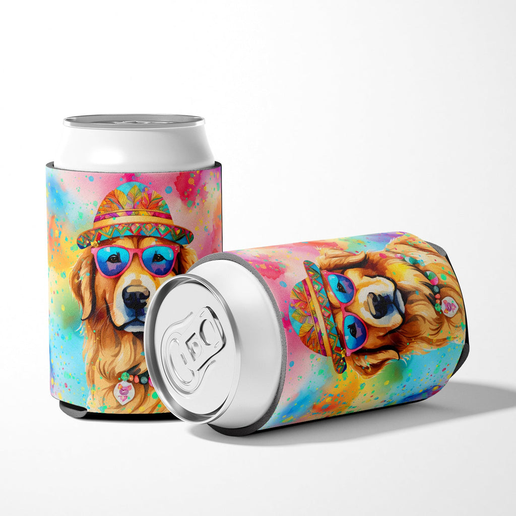 Golden Retriever Hippie Dawg Can or Bottle Hugger Cooler Sleeve for Standard 12 oz Cans, Insulated Foam Beer & Soda Can Hugger Reusable