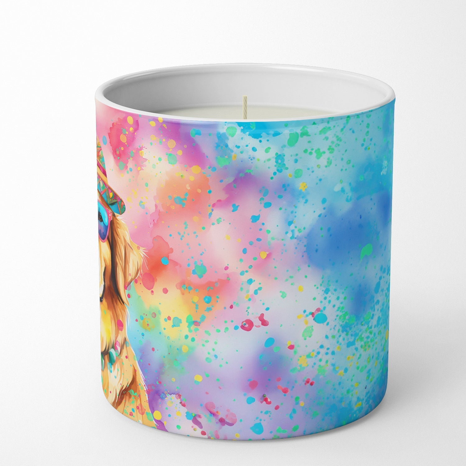 Golden Retriever Hippie Dawg Decorative Soy Candle Nature Soy Wax Essential Oil Home Decor Ideal for Bedroom Kitchen Bath Office Gift, 10 oz