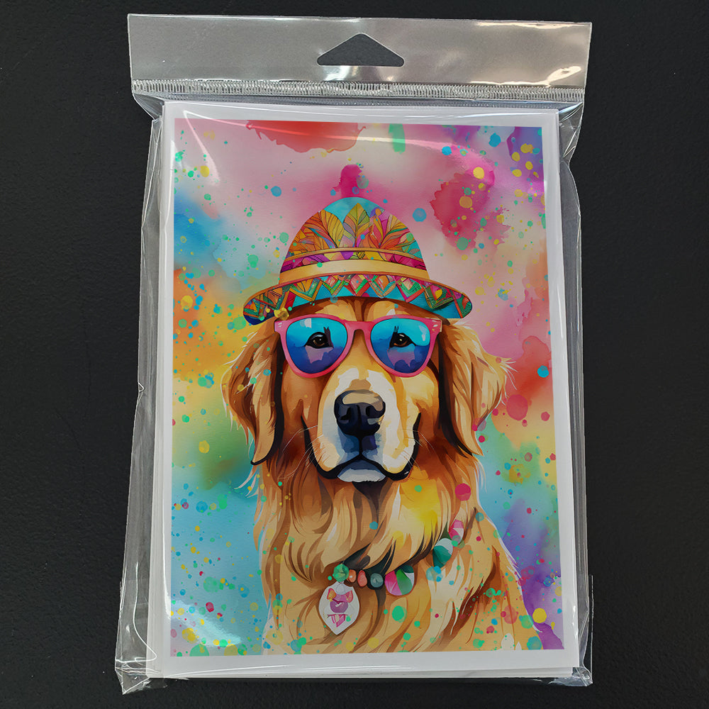 Golden Retriever Hippie Dawg Greeting Cards Pack of 8 Blank Cards with Envelopes Whimsical A7 Size 5x7