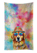 Golden Retriever Hippie Dawg Kitchen Towel Velour Plush Front and Cotton Loop Back Machine Washable