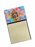 Golden Retriever Hippie Dawg Watercolor Sticky Note Holder Refillable Dispenser Desk Accessory 3x3 Pad Gift