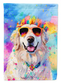 Great Pyrenees Hippie Dawg House Flag 28x40 Porch Sleeve Pole Decorative Outside Yard Banner Artwork Wall Hanging, Polyester