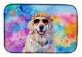 Great Pyrenees Hippie Dawg Dish Drying Mat Absorbent Dish Drying Mat Pad for Kitchen Counter Dish Drainer Mat for Countertop, 14 x 21", Multicolor