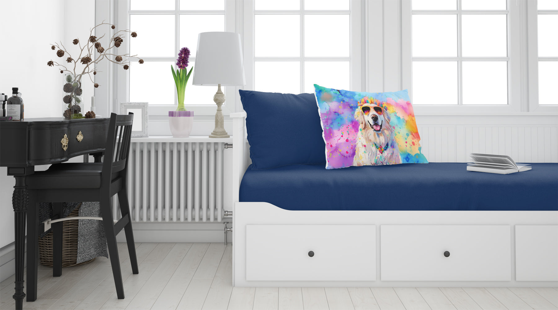 Great Pyrenees Hippie Dawg Standard Pillowcase Lightweight Super Soft Easy Care Decorative Artwork Pillowcase, Standard