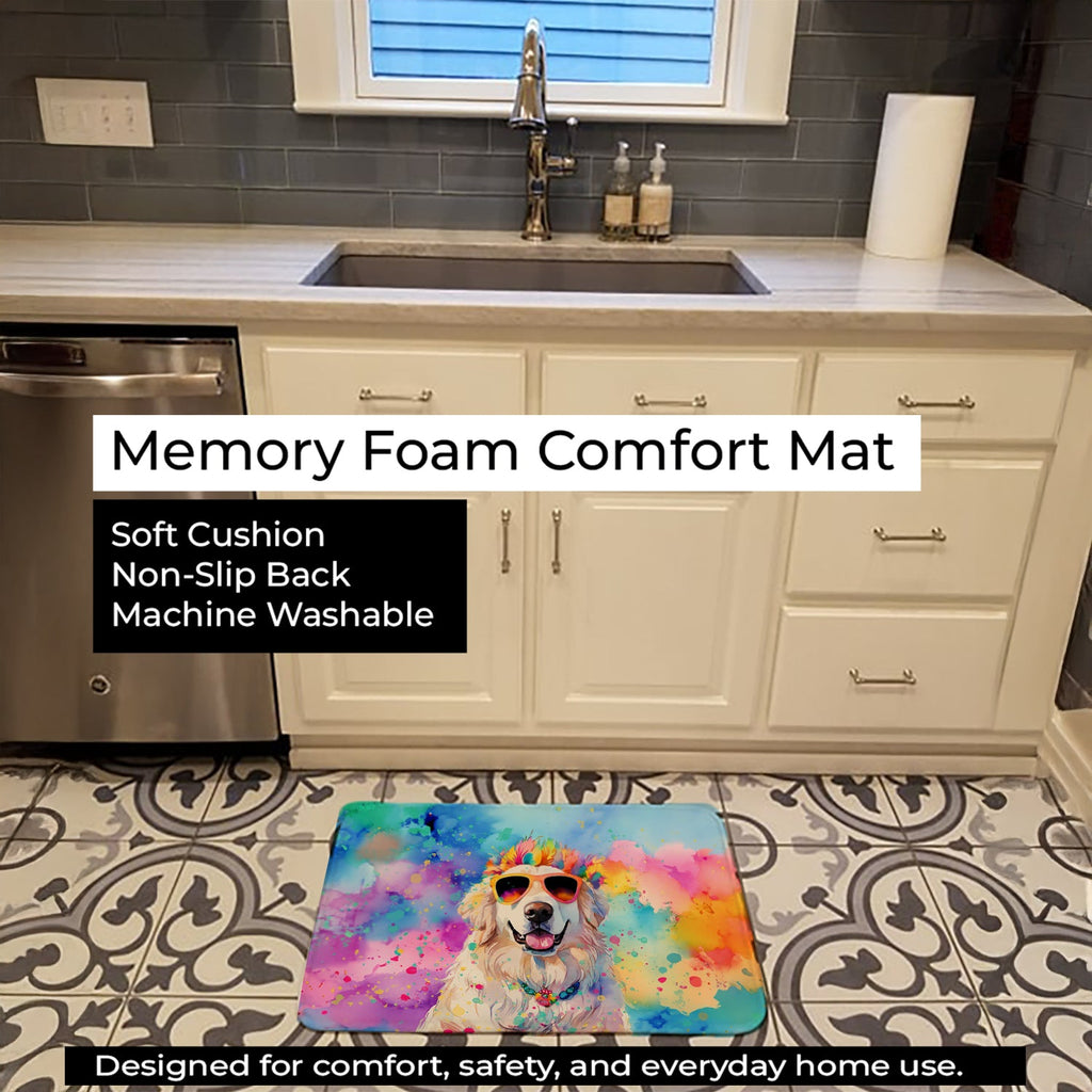 Great Pyrenees Hippie Dawg Memory Foam Kitchen Mat Machine Washable Anti-Fatigue Cushion Comfort Bath or Kitchen Rug
