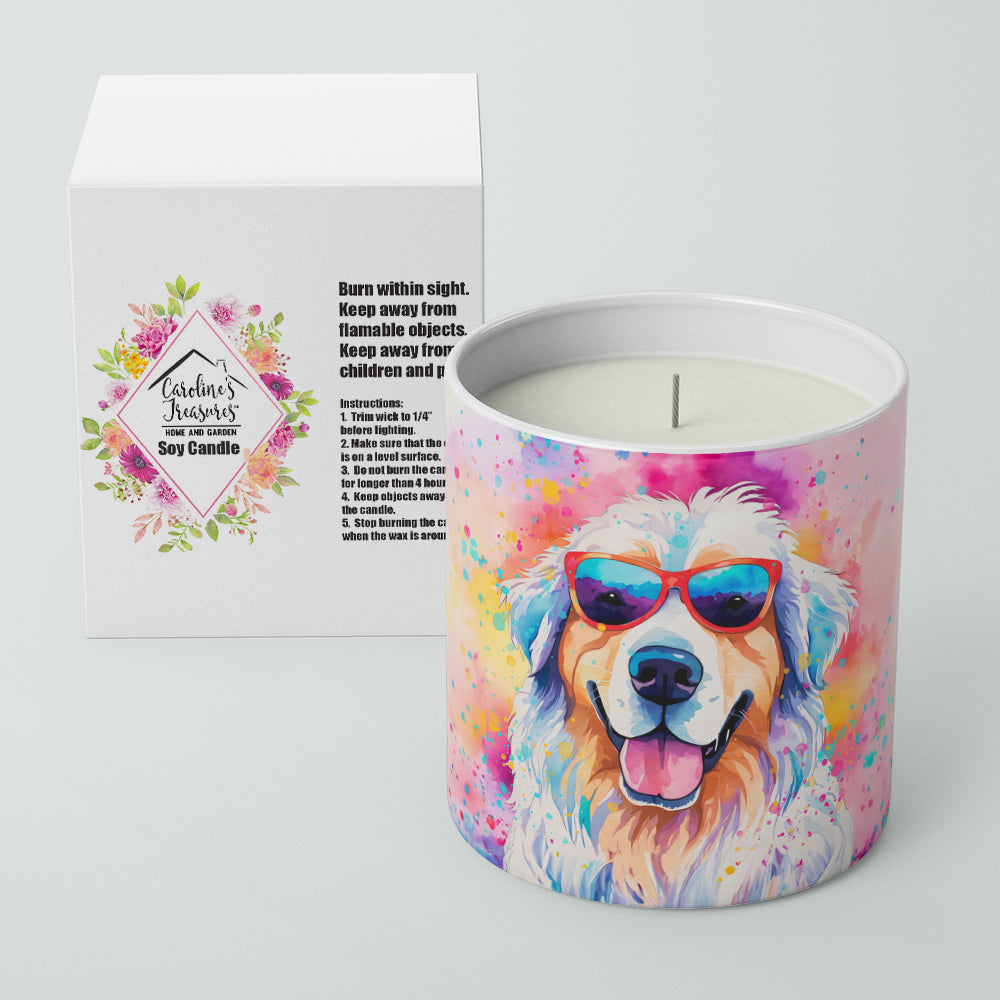 Great Pyrenees Hippie Dawg Decorative Soy Candle Nature Soy Wax Essential Oil Home Decor Ideal for Bedroom Kitchen Bath Office Gift, 10 oz