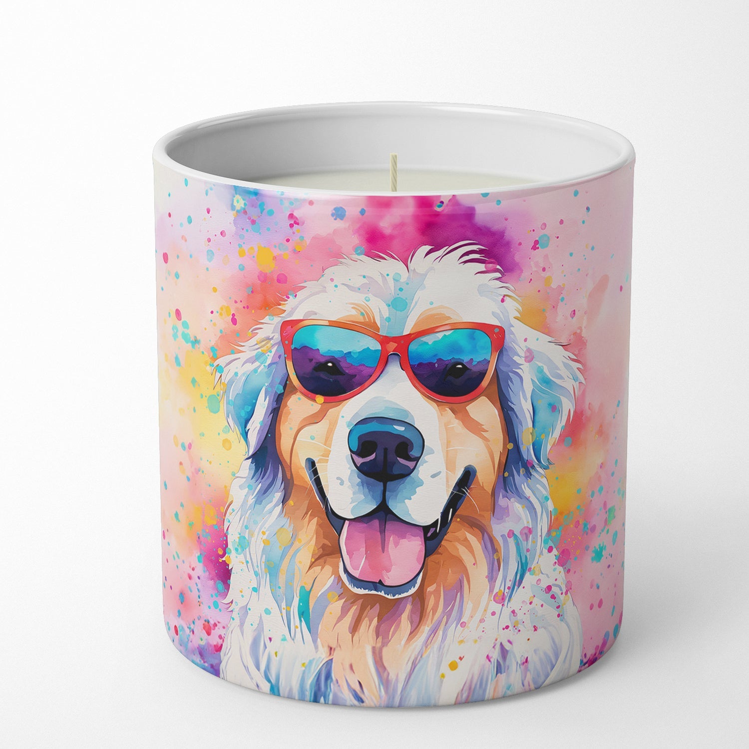Great Pyrenees Hippie Dawg Decorative Soy Candle Nature Soy Wax Essential Oil Home Decor Ideal for Bedroom Kitchen Bath Office Gift, 10 oz