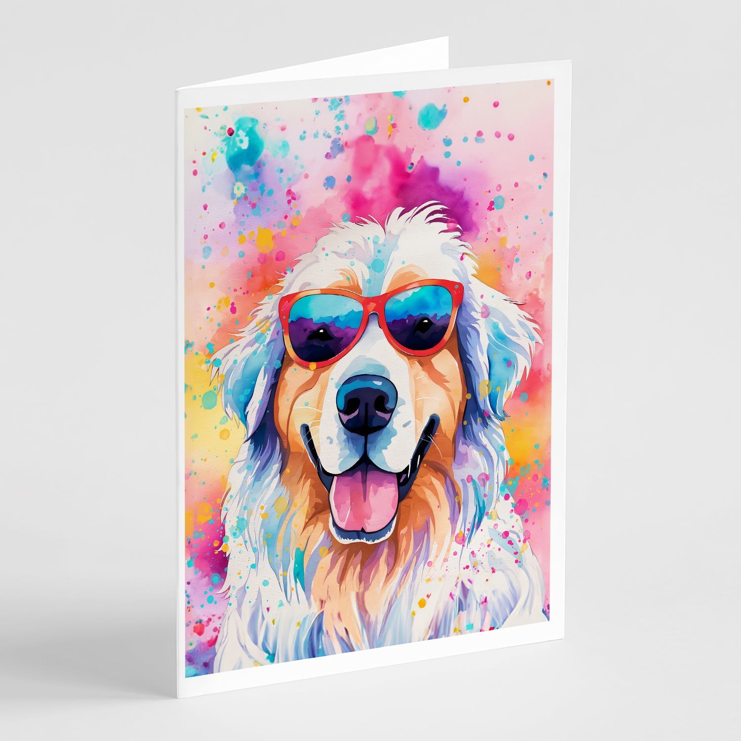 Great Pyrenees Hippie Dawg Greeting Cards Pack of 8 Blank Cards with Envelopes Whimsical A7 Size 5x7