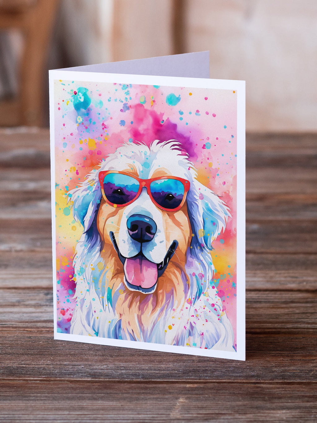 Great Pyrenees Hippie Dawg Greeting Cards Pack of 8 Blank Cards with Envelopes Whimsical A7 Size 5x7
