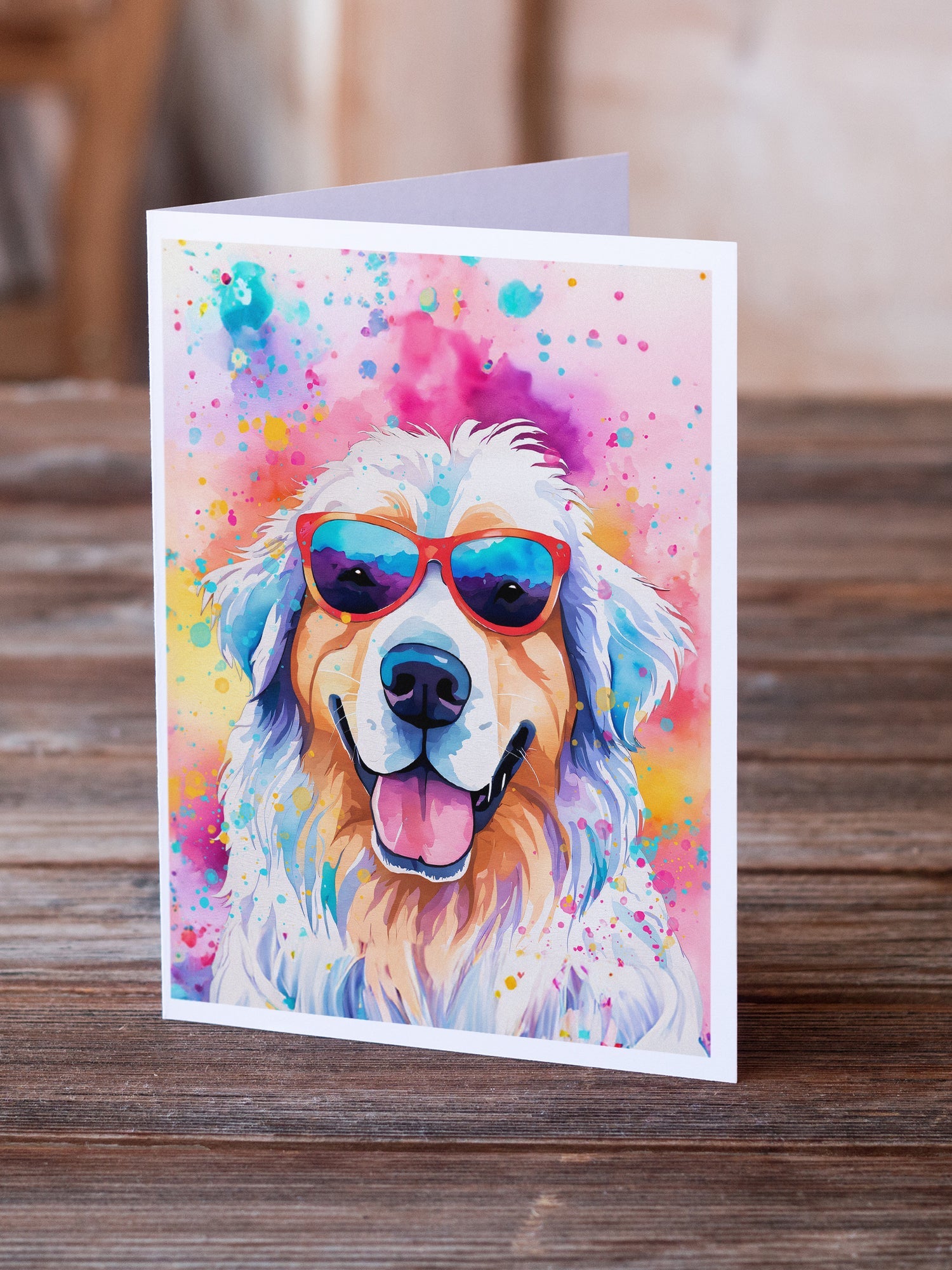 Great Pyrenees Hippie Dawg Greeting Cards Pack of 8 Blank Cards with Envelopes Whimsical A7 Size 5x7