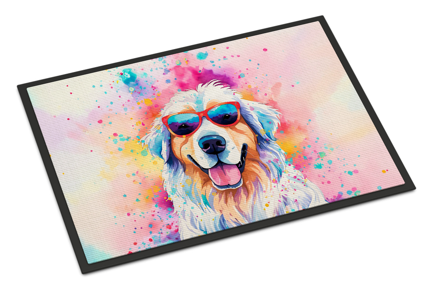 Great Pyrenees Hippie Dawg Doormat Indoor Outdoor 24H X 36W Front Door Mat Rugs for Entryway, Non Slip Washable Low Pile,