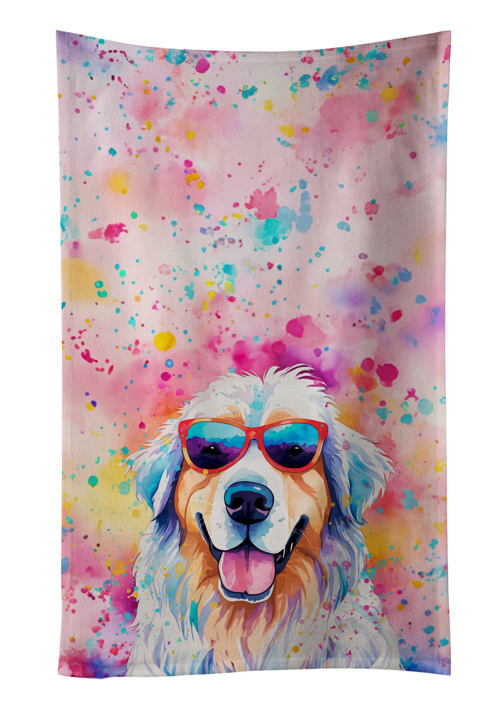 Great Pyrenees Hippie Dawg Kitchen Towel Velour Plush Front and Cotton Loop Back Machine Washable