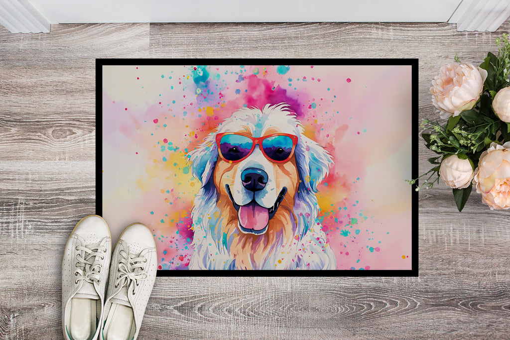 Great Pyrenees Hippie Dawg Doormat Indoor Outdoor 18H X 27W Front Door Mat Rugs for Entryway, Non Slip Washable